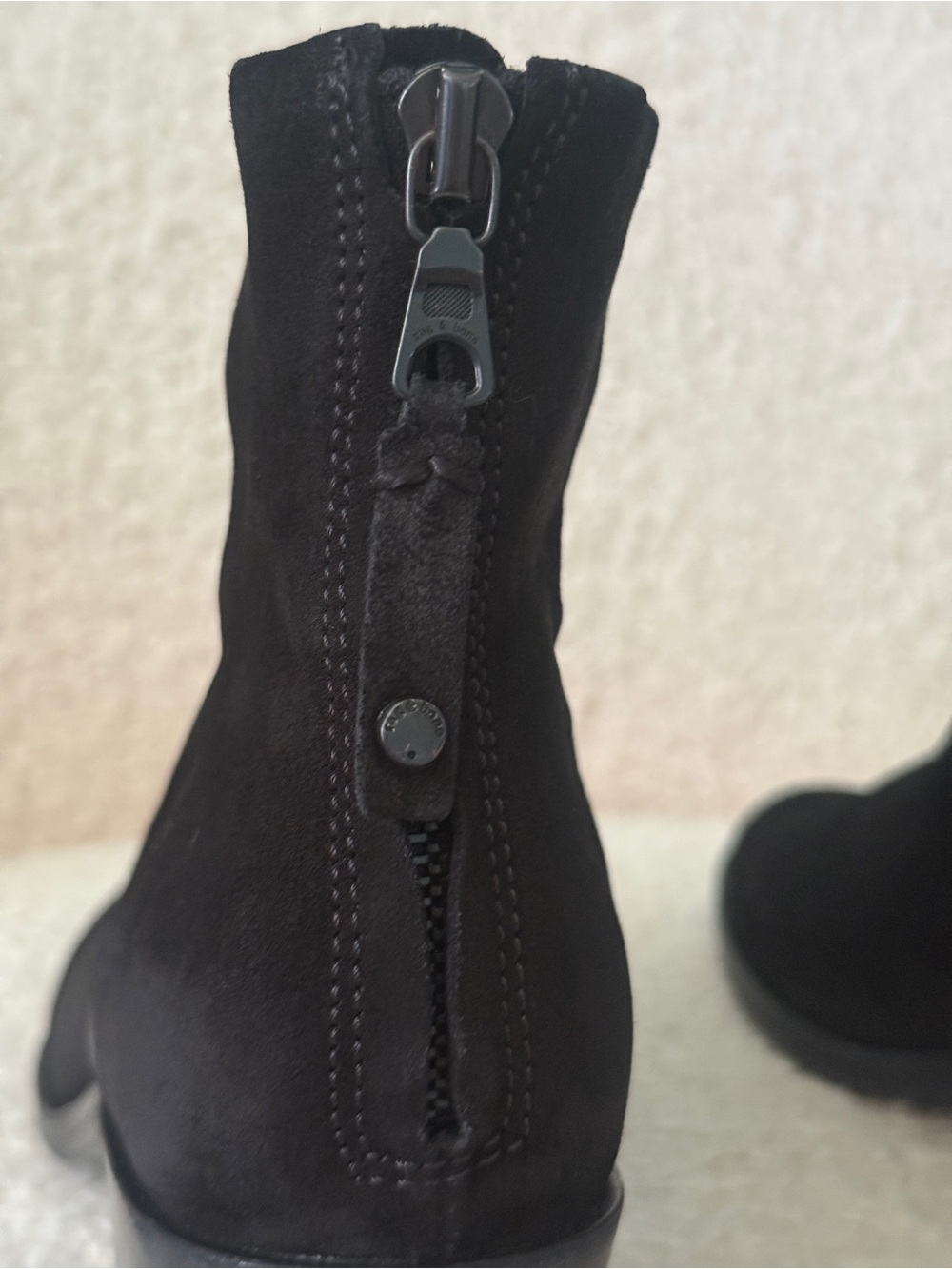 Rag & Bone Black Suede Leather Ankle Booties - Picture 7 of 10